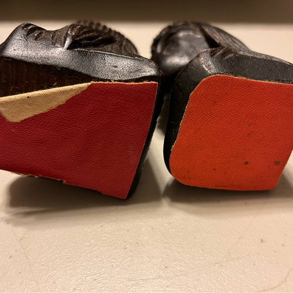 Sculpture hand carved wood. Representing an Indian woman and man measuring 11 cm - Picture 10 of 16